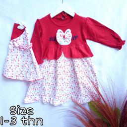 BR21391 - GAMIS ANAK KEPALA BUNNY MERAH