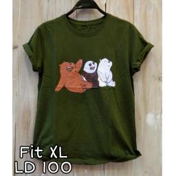 BR21416 - BARE BEARS HIJAU TSHIRT TUMBLR TEE SIZE XL