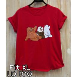 BR21417 - BARE BEARS MERAH TSHIRT TUMBLR TEE SIZE XL