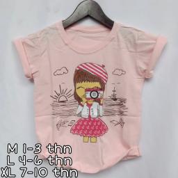 BR21423-2 - GIRL PINK KAOS ANAK TSHIRT TUMBLR TEE - Size L