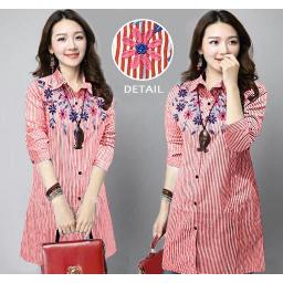 BR21432 - KEMEJA TUNIK SALUR MERAH