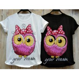 BR21456 - OWL TSHIRT TUMBLR TEE - putih
