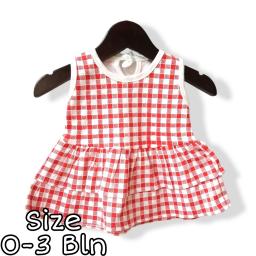 BR21484 - DRESS BAYI MOTIF KOTAK MERAH