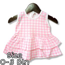 BR21494 - DRESS BAYI MOTIF KOTAK PINK