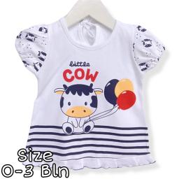 BR21526 - DRESS BAYI LENGAN MOTIF LITTLE COW NAVY