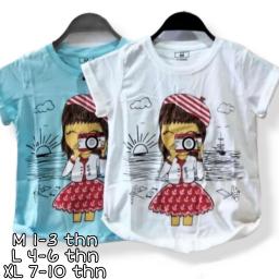 BR21583-1 - GIRL KAOS ANAK TSHIRT TUMBLR TEE - Size M Biru
