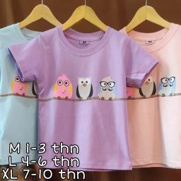 BR21621 - OWL KAOS ANAK TSHIRT TUMBLR TEE - Size M Biru