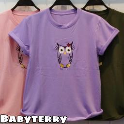 BR21712-3 - OWL TSHIRT TUMBLR TEE (BABYTERRY) - Hijau Army
