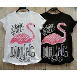 BR21721 - FLAMINGO DARLING TSHIRT TUMBLR TEE - Putih