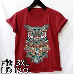 BR21787 - OWL MAROON TSHIRT TUMBLR TEE SIZE 3XL