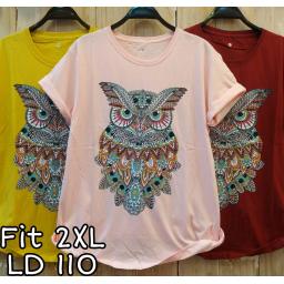 BR21789-3 - OWL TSHIRT TUMBLR TEE SIZE 2XL - Maroon