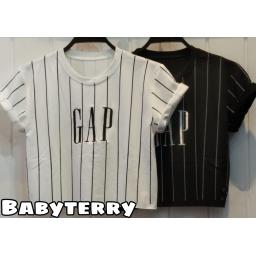 BR21829-2 - KAOS CROP TEE SALUR GAP (BABYTERRY) - Hitam