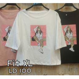 BR22013-3 - GIRL LENGAN 3/4 TSHIRT TUMBLR TEE SIZE XL - Hitam