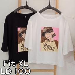 BR22025 - GIRL LENGAN 3/4 TSHIRT TUMBLR TEE SIZE XL - Hitam