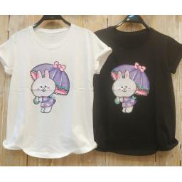 BR22035 - RABBIT TSHIRT TUMBLR TEE - Putih