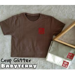BR22066-2 - KAOS CROP TEE UNIQLO (BABYTERRY) - Green Grey