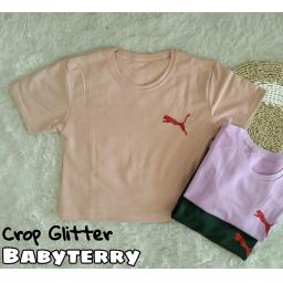 BR22070 - KAOS CROP TEE PUMA (BABYTERRY) - Hijau Botol