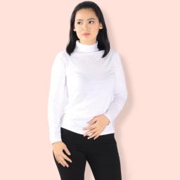 BR22130 - KAOS POLOS PUTIH LENGAN PANJANG TURTLE NECK