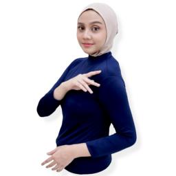 BR22131 - KAOS POLOS NAVY LENGAN PANJANG TURTLE NECK