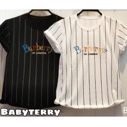 BR22186 - KAOS BURBER SALUR TSHIRT TUMBLR TEE (BABYTERRY) - Hitam