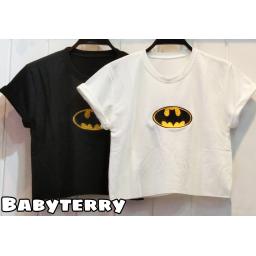 BR22187 - KAOS CROP TEE BATMAN (BABYTERRY) - Putih