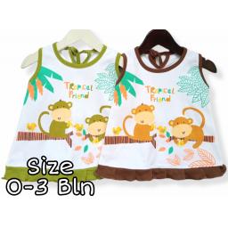 BR22230 - DRESS BAYI MOTIF MONKEY FRIEND - Hijau