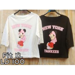 BR22405 - MINNIE LENGAN 3/4 TSHIRT TUMBLR TEE SIZE XL - Putih
