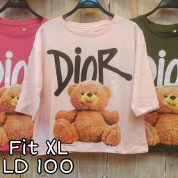 BR22410 - DIO BEAR LENGAN 3/4 TSHIRT TUMBLR TEE SIZE XL - Pink