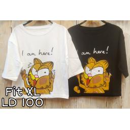 BR22423-2 - GARFIELD LENGAN 3/4 TSHIRT TUMBLR TEE SIZE XL - Hitam