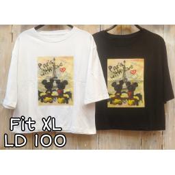 BR22426 - MICKEY LENGAN 3/4 TSHIRT TUMBLR TEE SIZE XL - Putih