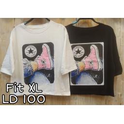 BR22429-2 - CONVER LENGAN 3/4 TSHIRT TUMBLR TEE SIZE XL - Hitam