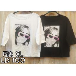 BR22433-2 - MANG LENGAN 3/4 TSHIRT TUMBLR TEE SIZE XL - Hitam