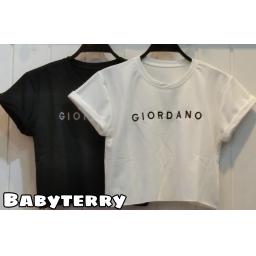 BR22435 - KAOS CROP TEE GIORDAN (BABYTERRY) - Hitam