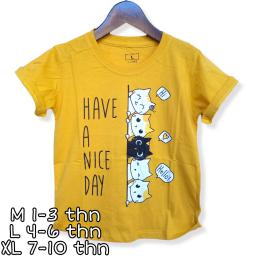 BR22446-1 - CAT FAMILY KUNING KAOS ANAK TSHIRT TUMBLR TEE - Size M