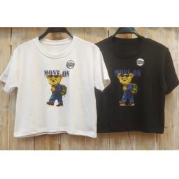 BR22480-2 - KAOS CROP TEE MOVE ON BEAR - Hitam