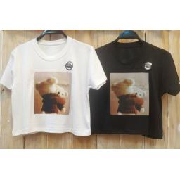BR22483-2 - KAOS CROP TEE BEAR LOVE YOU - Hitam