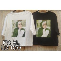 BR22535 - GIRL LENGAN 3/4 TSHIRT TUMBLR TEE SIZE XL - Putih