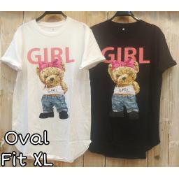 BR22536 - BEAR GIRL TSHIRT TUMBLR TEE OVAL SIZE XL - Putih