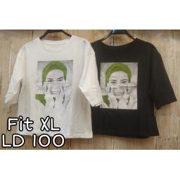 BR22539-2 - GIRL LENGAN 3/4 TSHIRT TUMBLR TEE SIZE XL - Hitam