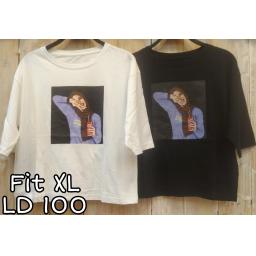 BR22551 - GIRL LENGAN 3/4 TSHIRT TUMBLR TEE SIZE XL - Putih
