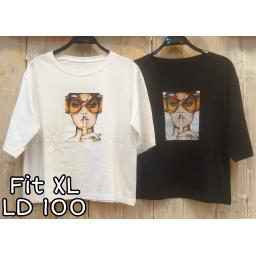 BR22552 - GIRL LENGAN 3/4 TSHIRT TUMBLR TEE SIZE XL - Putih