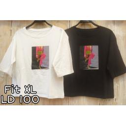 BR22556 - GIRL OOTD LENGAN 3/4 TSHIRT TUMBLR TEE SIZE XL - Putih
