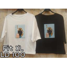 BR22557 - GIRL PIECE LENGAN 3/4 TSHIRT TUMBLR TEE SIZE XL - Putih