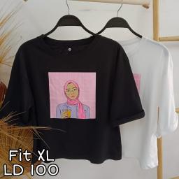 BR22559 - GIRL LENGAN 3/4 TSHIRT TUMBLR TEE SIZE XL - Hitam