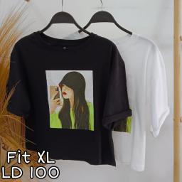 BR22560 - GIRL LENGAN 3/4 TSHIRT TUMBLR TEE SIZE XL - Hitam