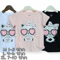 BR22587-9 - CAT LOVE KAOS ANAK TSHIRT TUMBLR TEE - Size XL Hitam