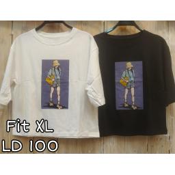 BR22590 - GIRL LENGAN 3/4 TSHIRT TUMBLR TEE SIZE XL - Putih