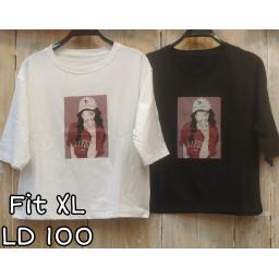BR22591-2 - GIRL LENGAN 3/4 TSHIRT TUMBLR TEE SIZE XL - Hitam