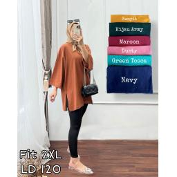 BR22602 - KAOS POLOS LENGAN 7/8 TSHIRT TUMBLR TEE SIZE 2XL - Dusty