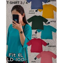 BR22603-4 - KAOS POLOS LENGAN 3/4 TSHIRT TUMBLR TEE SIZE XL - Green Tosca